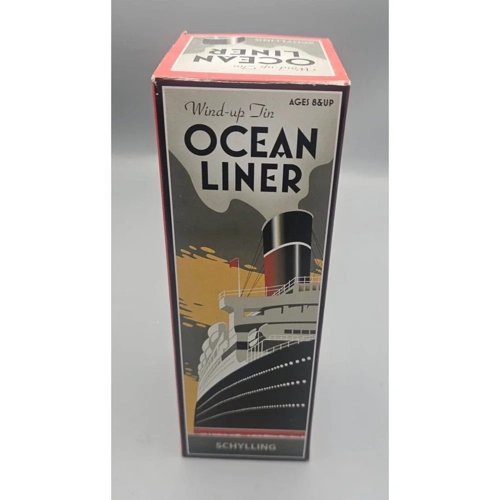 Schylling Wind-up Tin Ocean Liner Retro Mechanical Steamship Toy with Box 2008